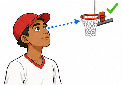 A shooter's eyes locked on the rim before releasing